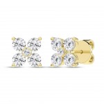 LAB GROWN  DIAMOND 14K YELLOW GOLD FLOWER PETALS STUD EARRINGS 1.00CTW