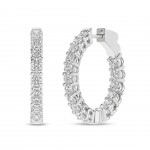 LAB GROWN  DIAMOND 14K WHITE GOLD INSIDE OUT HOOP EARRINGS 3.00CTW