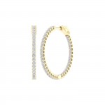 LAB GROWN  DIAMOND 14K YELLOW GOLD IN OUT HOOP EARRINGS 2.00CTW