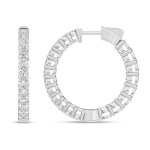 LAB GROWN 14K WHITE GOLD HOOP EARRINGS 5.00 CARATS