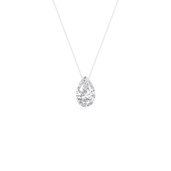 LAB GROWN 14K WHITE GOLD PEAR SHAPE PENDANT