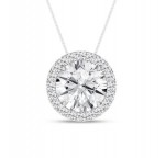 LAB GROWN DIAMOND 14K WHITE GOLD HALO PENDANT 1.62CTW