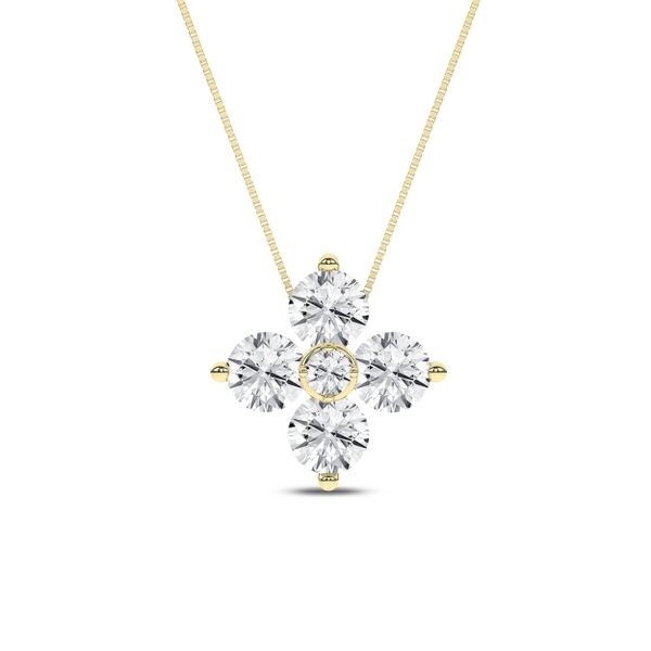 LAB GROWN DIAMOND 14K YELLOW GOLD PETALS PENDANT .50CTW