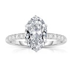 14K WHITE GOLD LAB GROWN OVAL DIAMOND ENGAGEMENT RING