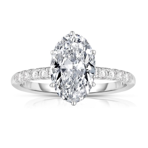 14K WHITE GOLD LAB GROWN OVAL DIAMOND ENGAGEMENT RING