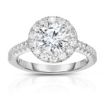 14K WHITE GOLD LAB GROWN DIAMOND HALO ENGAGEMENT RING