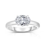 14K WHITE GOLD OVAL LAB GROWN EAST WEST DIAMOND RING