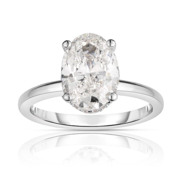 14K WHITE GOLD LAB GROWN DIAMOND OVAL SOLITAIRE ENGAGEMENT RING