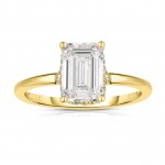 14K YELLOW GOLD LAB GROWN EMERALD CUT ENGAGEMENT RING