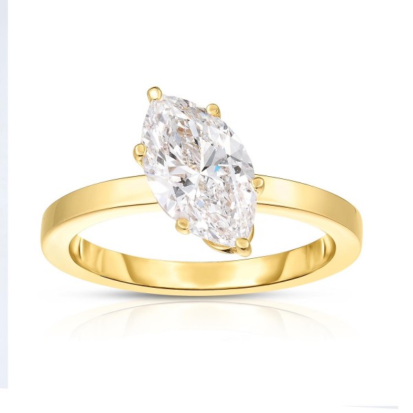 14K YELLOW GOLD LAB GROWN MARQUISE DIAMOND ENGAGEMENT RING