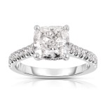 14K WHITE GOLD LAB GROWN DIAMOND CUSHION CUT ENGAGEMENT RING