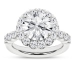 LAB GROWN DIAMOND 14K WHITE GOLD RING WITH HALO 4.37CTW