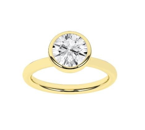 14K YELLOW GOLD LAB GROWN ROUND BEZEL SET RING 2.06CTW