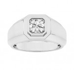 LAB GROWN DIAMOND 14K WHITE GOLD ROUND GENTLEMEN'S RING 1.01CT