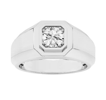 LAB GROWN DIAMOND 14K WHITE GOLD ROUND GENTLEMEN'S RING 1.01CT