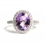 14K WHITE GOLD DIAMOND AND AMETHYST RING