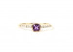 14K YELLOW GOLD DIAMOND AND AMETHYST RING