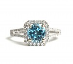 14K WHITE GOLD DIAMOND AND BLUE TOPAZ RING