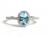 14K WHITE GOLD DIAMOND AND BLUE TOPAZ RING