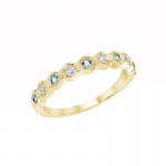 14K YELLOW GOLD DIAMOND AND BLUE TOPAZ BAND