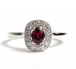 14K WHITE GOLD DIAMOND AND RUBY RING