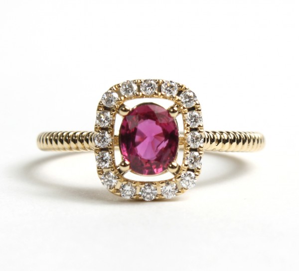 14K YELLOW GOLD DIAMOND AND RUBY RING