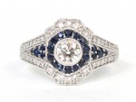 14K WHITE GOLD DIAMOND AND SAPPHIRE RING