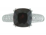 14K WHITE GOLD DIAMOND AND GARNET RING