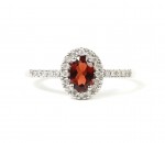 14K WHITE GOLD DIAMOND AND GARNET RING