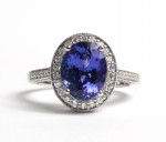 14K WHITE GOLD DIAMOND AND TANZANITE RING