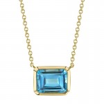 14K YELLOW GOLD BLUE TOPAZ NECKLACE