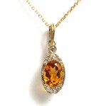 14K YELLOW GOLD DIAMOND AND CITRINE PENDANT