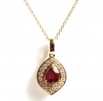 14K YELLOW GOLD DIAMOND AND RUBY PENDANT