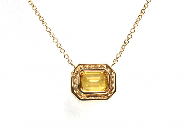 14K YELLOW GOLD DIAMOND AND YELLOW SAPPHIRE PENDANT