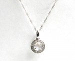 14K WHITE GOLD DIAMOND AND MOONSTONE PENDANT