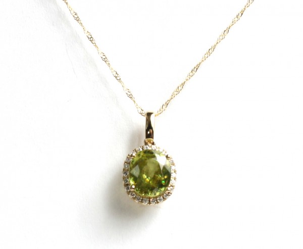 14K YELLOW GOLD DIAMOND SPHENE PENDANT