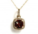 14K YELLOW GOLD DIAMOND AND GARNET PENDANT