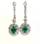 18K WHITE GOLD DIAMOND AND EMERALD EARRINGS