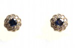 14K YELLOW GOLD DIAMOND AND SAPPHIRE EARRINGS