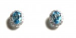 14K WHITE GOLD DIAMOND AND BLUE TOPAZ EARRINGS