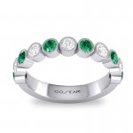 14K WHITE GOLD DIAMOND AND EMERALD BAND