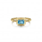 14K YELLOW GOLD SWISS BLUE TOPAZ RING