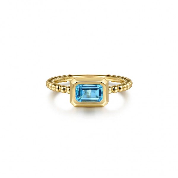 14K YELLOW GOLD SWISS BLUE TOPAZ RING