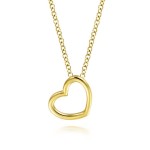 14K YELLOW GOLD TILTED HEART PENDANT