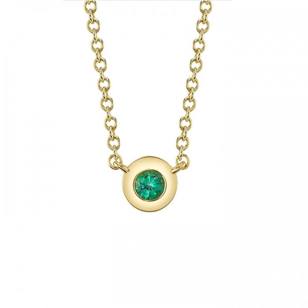 14K YELLOW GOLD EMERALD BEZEL PENDANT