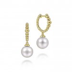 14K YELLOW GOLD PEARL DROP EARRINGS