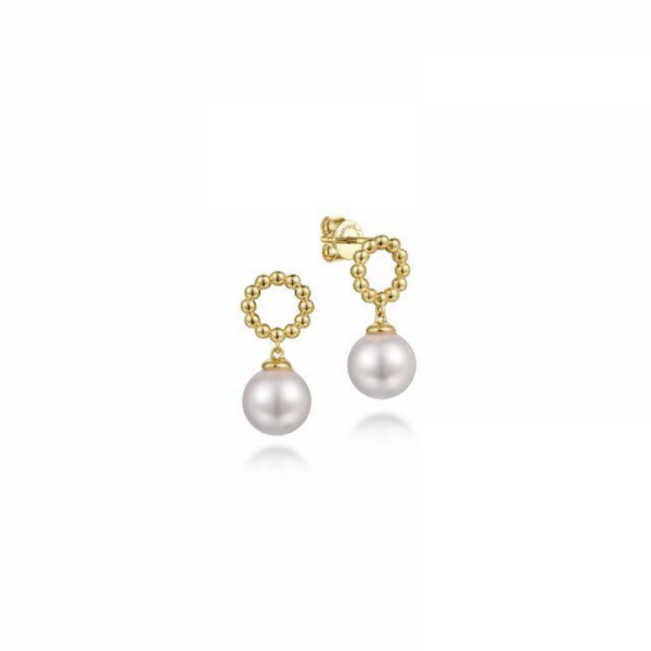 14K YELLOW GOLD BUJUKAN PEARL DROP EARRINGS