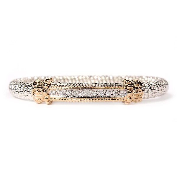 14K/STERLING SILVER 6MM DIAMOND CLOSED BRACELET