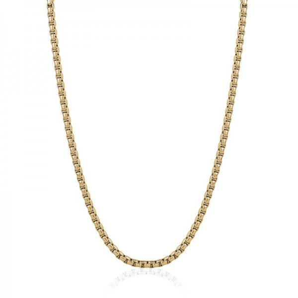 GOLD ION PLATED STAINLESS STEEL POLISHED ROUND BOX CHAIN