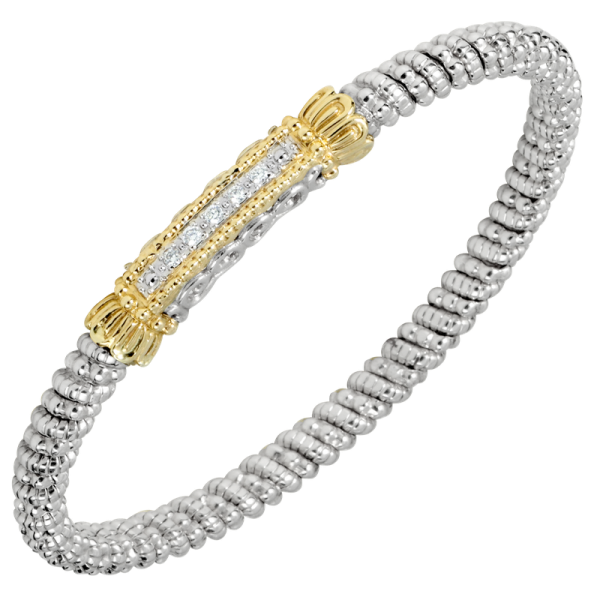 STERLING SILVER/14K DIAMOND CLOSED BRACELET